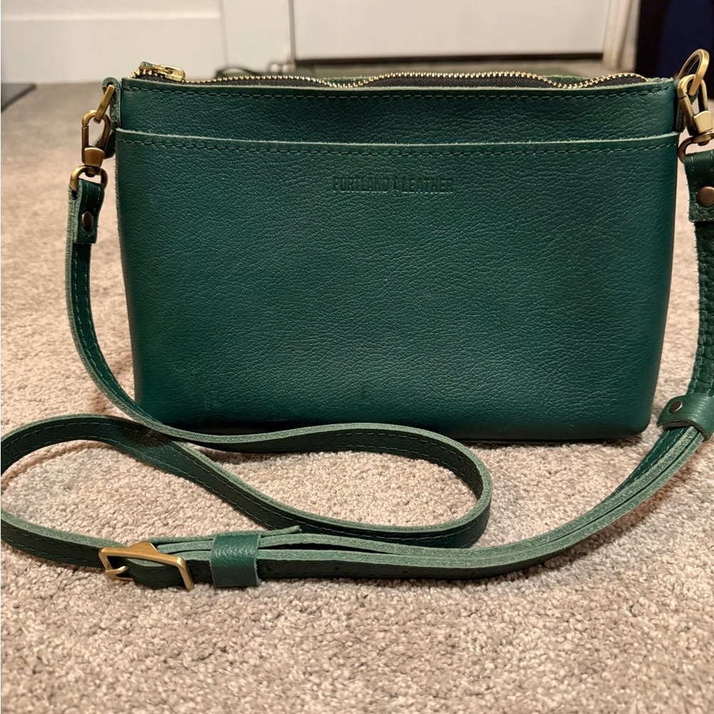 Portland Leather Bacalar Green Crossbody Poppy Purse Bag (Classic size)